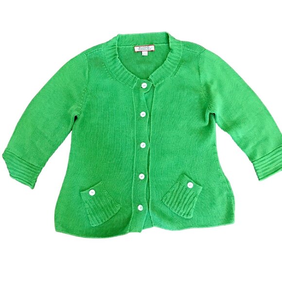 Beyond Threads Women's Green Pima Cotton Knit Button-Front Sweater. Size L. Peru - Picture 1 of 8